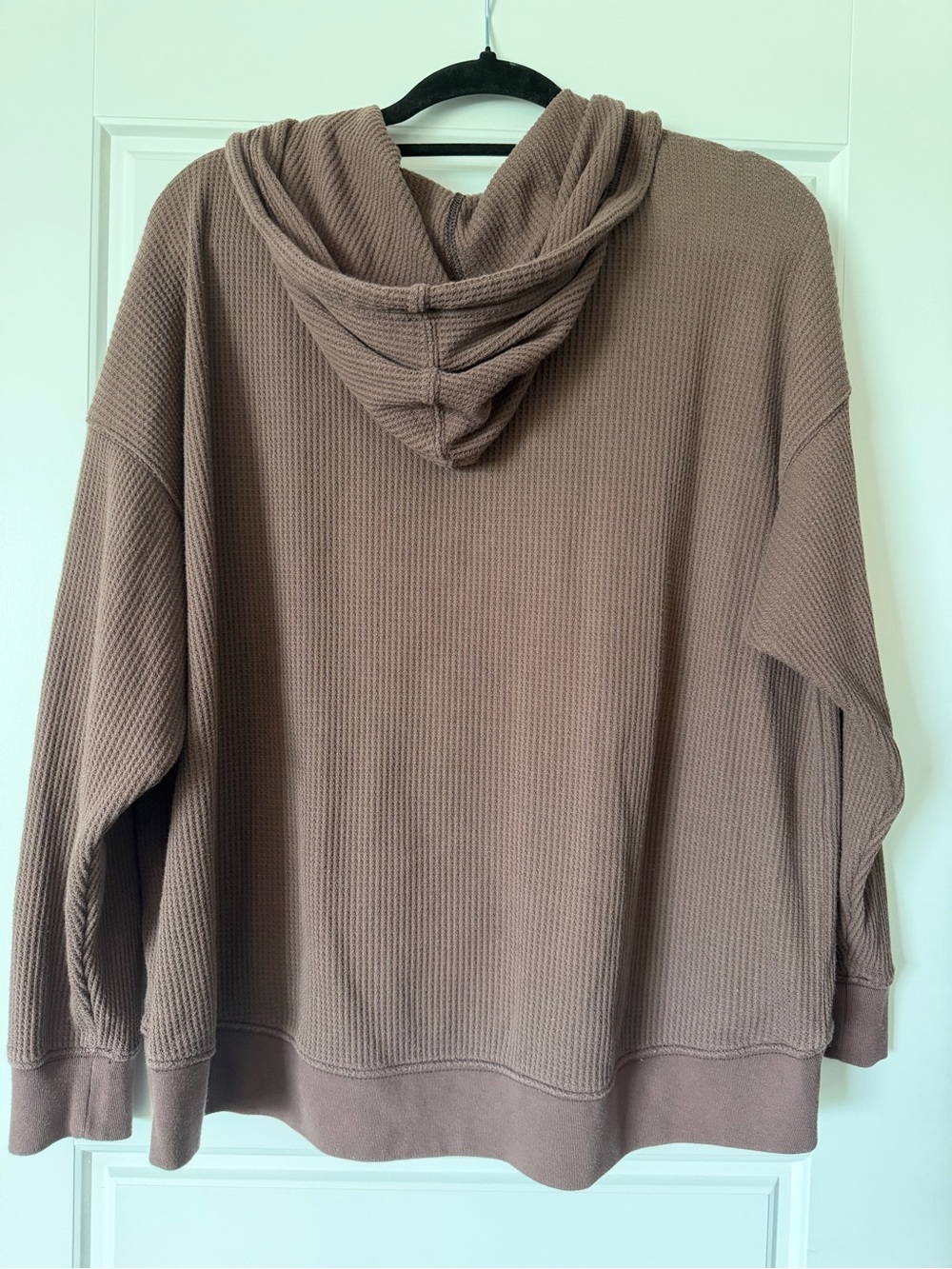 Aerie Cozy Waffle-Knit Hoodie in Chocolate Browm - Picture 5 of 10